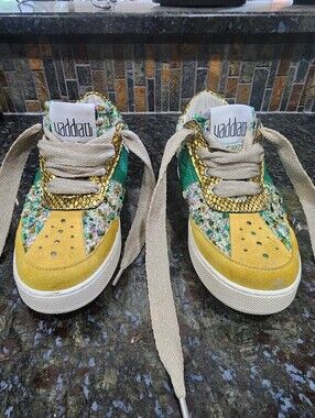 Vaddia Leather Tweed Hand Crafted Sneakers #wanderingcat Portugal Sz 8